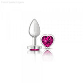 Cheeky Charms - Silver Metal Butt Plug - Heart/Pink-French Quarter Lingerie